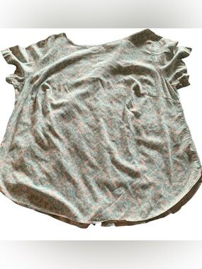 Ava & Viv size X Women's Baby Blue  and Tan Short Sleeve Blouse